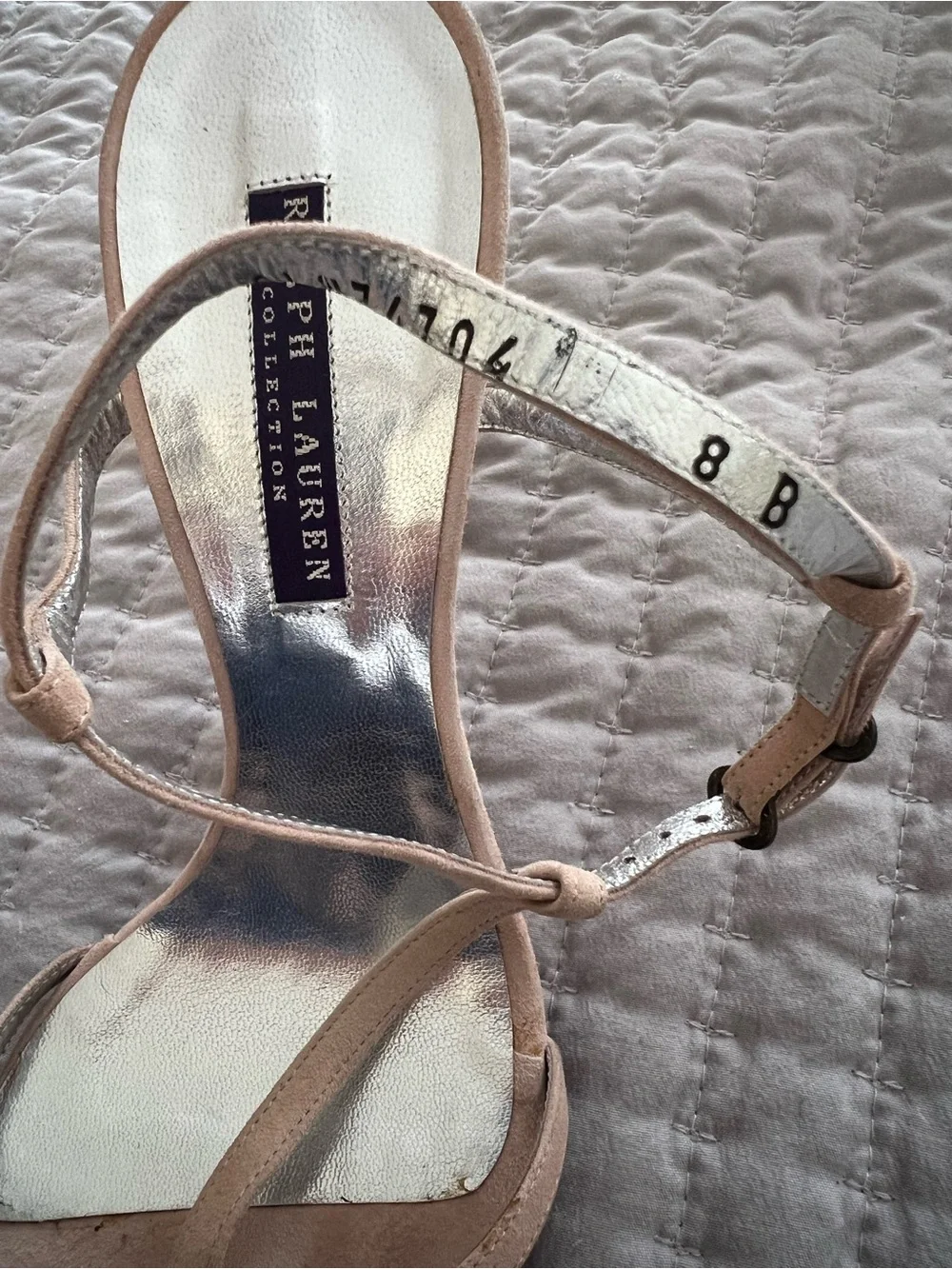 Ralph Lauren Blush Tan Suede Strappy Heels